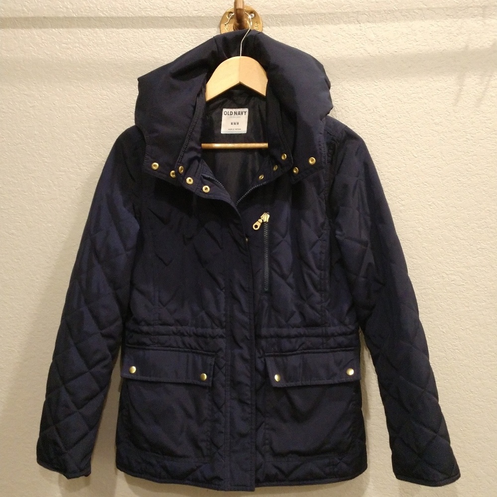Old Navy Quilted Pattern Coat with Gold Details